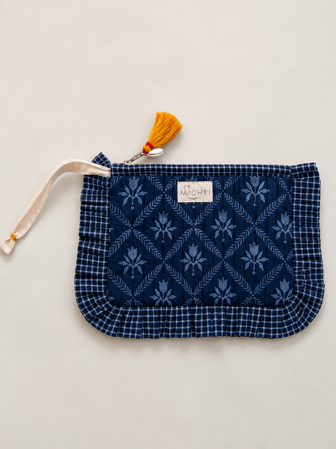 Aab Indigo Frill pouch