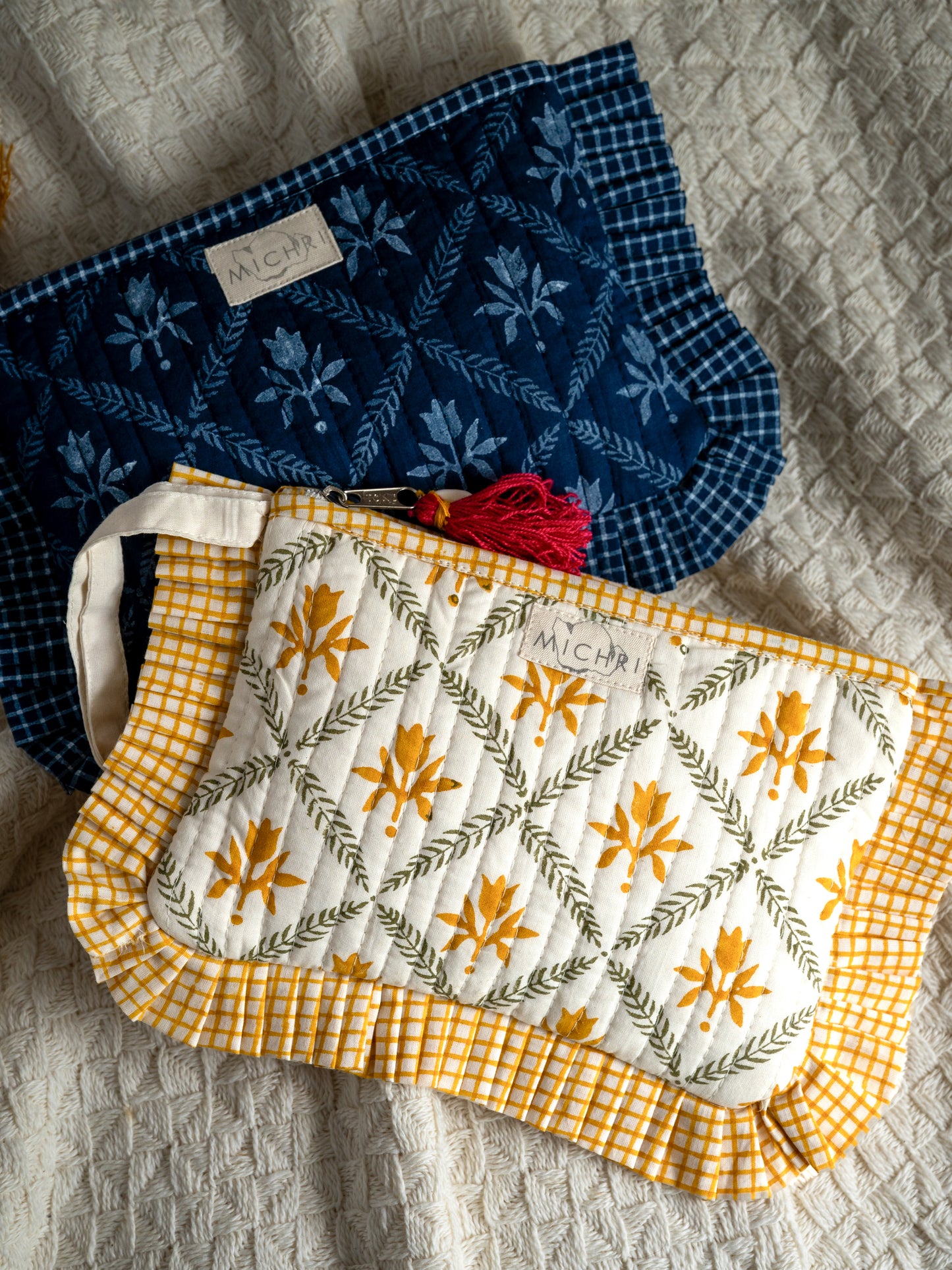 Aab Indigo Frill pouch