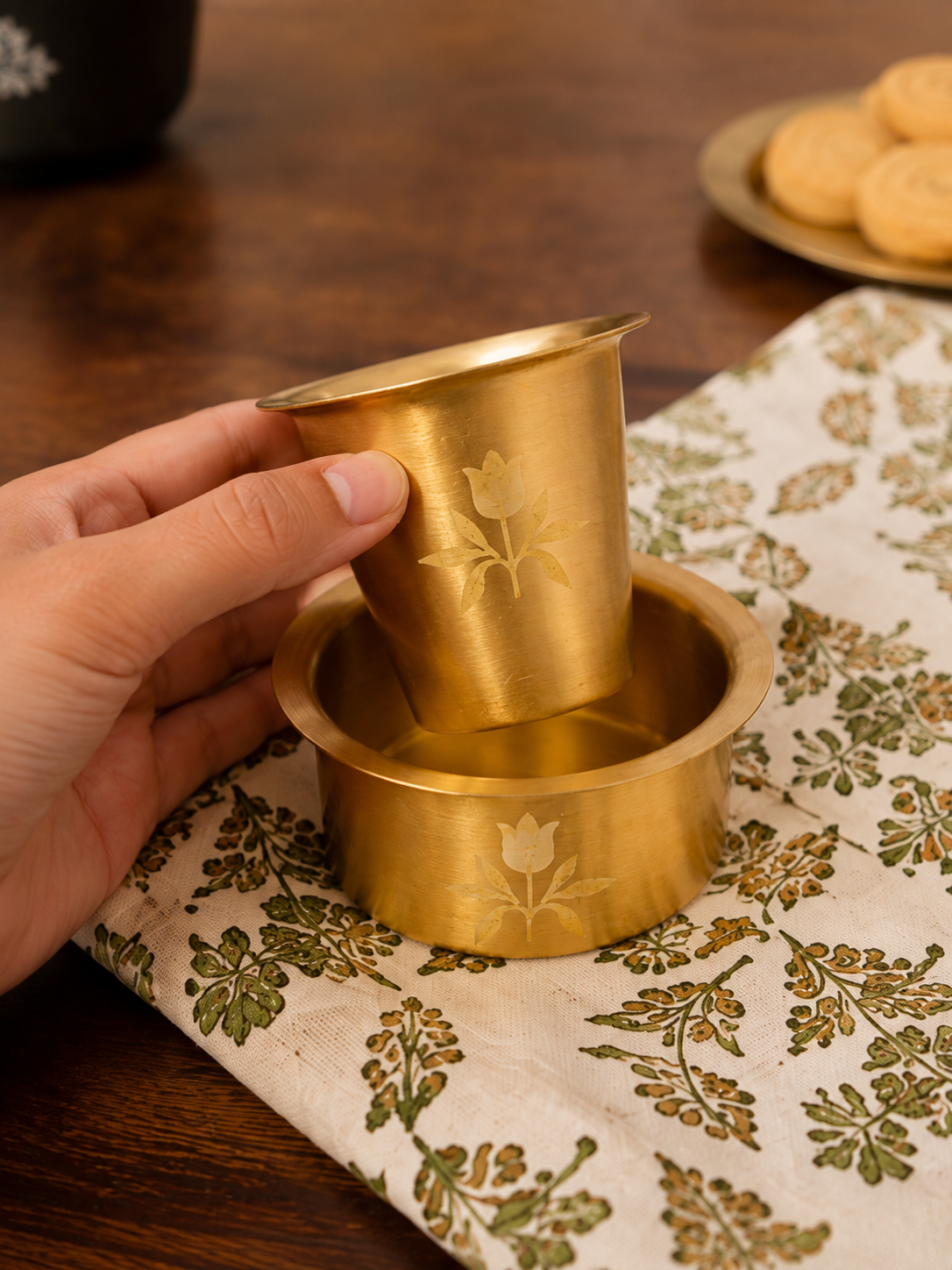 Gul Brass Coffee Set | Set of 2