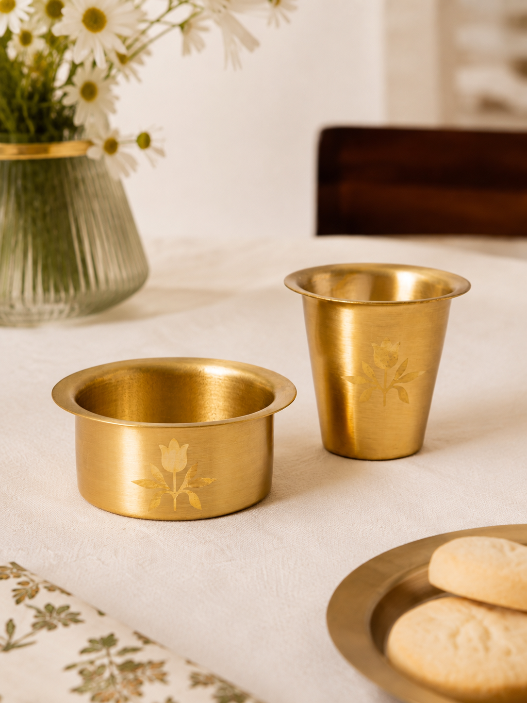 Gul Brass Coffee Set | Set of 2